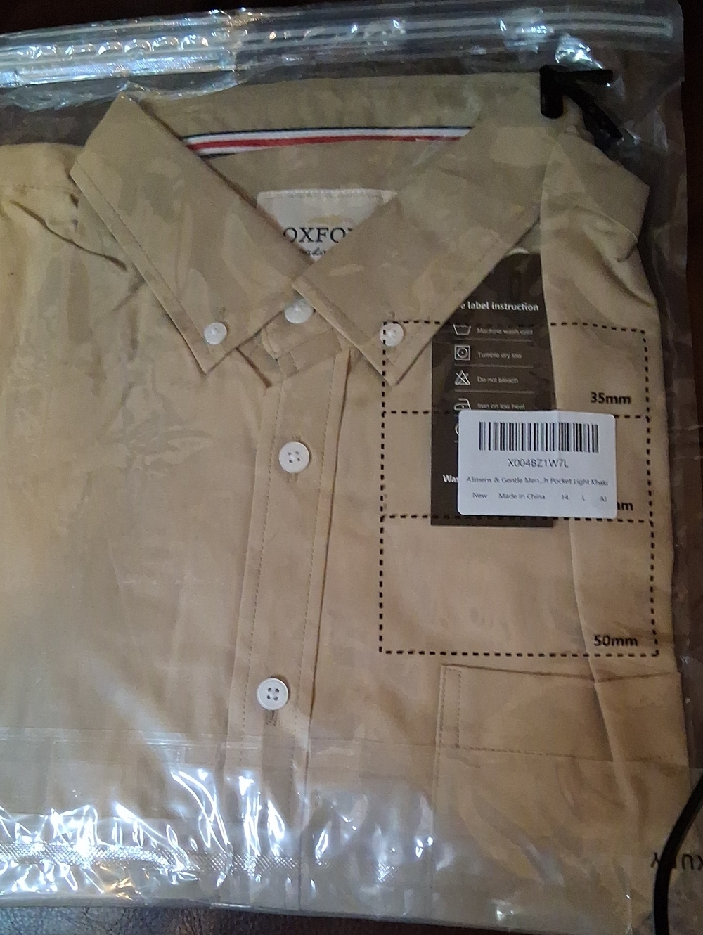 Oxford Men's Light Tan Casual Button-Down Shirt